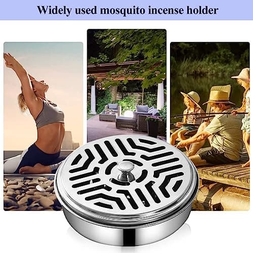 EHOTER 2Pcs Mosquito Coil Box Stainless Steel Mosquito Coil Holder with Lid Anti Mosquito Smoke Coil Container Mosquito Coil Holder for House Garden Camping Fishing Travel Outdoor (Silver) — view 6