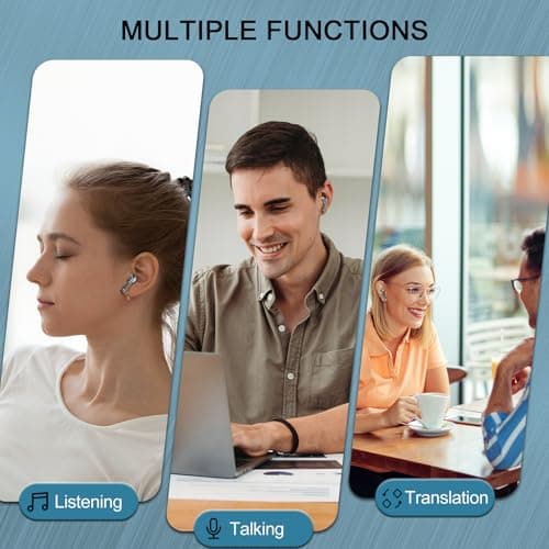 AI Language Translation Earbuds Real Time, 3-in-1 Buletooth 5.4 Translator Earbuds with 7 Translation Modes, 49H Playtime, 164 Languages Headphones Translator In Ear for Travel Business Learning Black — view 3