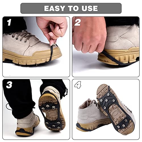 2Pairs Ice Cleats for Shoes and Boots Ice Spikes Crampons for Hiking Boots — view 2