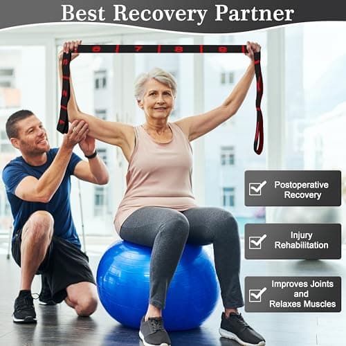Resistance Bands, Long Fabric Stretch Strap Elastic Yoga Stretching Strap Multi-Loop for Physical Therapy, Pilates, Yoga, Dance & Gymnastics Exercise and Flexible Pilates 12 Loops (Black red) — view 4