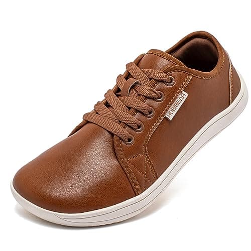 HOBIBEAR Women's Fashion Trainers Barefoot Shoes Men Minimalist Zero Drop Sole Wide Width Casual Walking Shoes Lightweight Comfortable Brown
