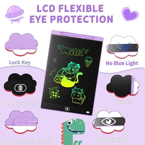 Genialba 10 inch LCD Writing Tablet Colorful Screen Drawing Board Toddler Toys Learning Educational Toys Gifts for Birthday for 2 3 4 5 6 Year Old Boys Girls (Purple) — view 2