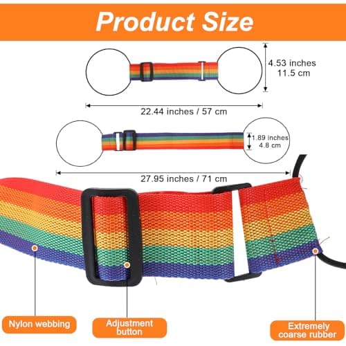 3 Pcs Colourful Luggage Connector Straps for Suitcases, Adjustable Elastic Luggage Straps with Buckle, Portable Travel Bag Strap for Backpack Purse Handle Attachment, Multicolour — view 2