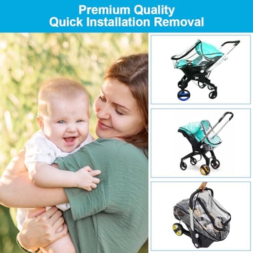 Aolso Baby Stroller Raincover Compatible with Doona Stroller, Baby Stroller Transparent PVC Rain Cover, Stroller Carrier Travel Raincover Accessory for Pushchair Pram, Windproof & Waterproof — view 4