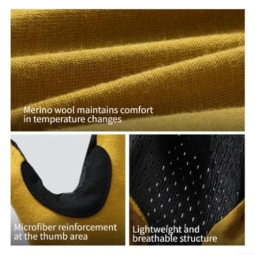 Breathable Merino Wool Gloves with Screen Touch Tip(M Black) — view 3