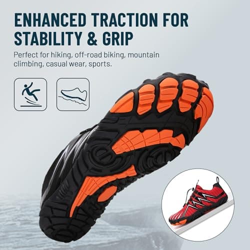 Barefoot Shoes Mens Womens Wide Toe Trail Running Trainers Lightweight Comfortable Workout Shoes for Hiking Fitness Walking Unisex,Red 11UK — view 4