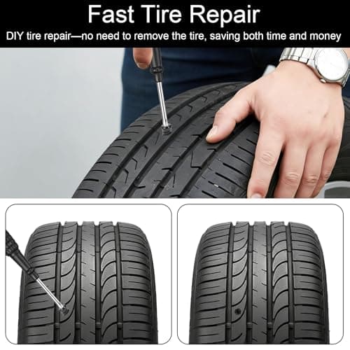 Mzbnfa 85PCS Tyre Repair Kit with Rubber Nails & Screwdriver, Car Tyre Puncture Repair Kit with 3 Sizes Screws, Emergency Puncture Fix Set for Auto Car Motorcycle — view 3