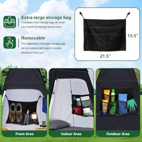 Pop Up Toilet Tent, Portable Shower Privacy Tent for Camping, Dressing Room Privacy Shelter, Changing Tent for Beach, Fishing, Hiking, Camping Shower Tent- UV Protection with Carrying Bag -Black — view 6