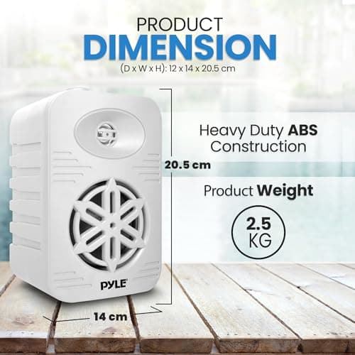 Pyle Indoor Outdoor Speaker Pair, 300W Dual Waterproof 10cm 2-Way Full Range Sound System with 1cm High Compliance Polymer Tweeter, Wall Mounted Bluetooth FM Portable Audio System, White — view 3