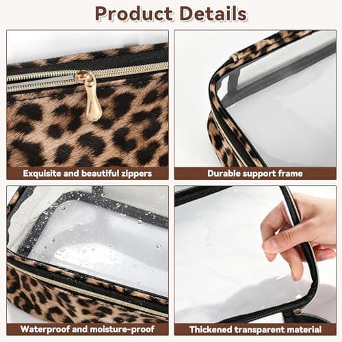 3 Pack Clear Toiletry Bag, Waterproof Travel Makeup Bags with Zipper — view 3