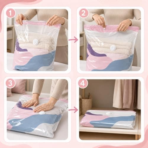 2 PCS No Pump Vacuum Storage Bags, Medium Size Compression Bags, Hand-Press Seal Technology for Travel Luggage and Seasonal Clothing Storage, Space Saving Storage Solution for Apartments — view 4