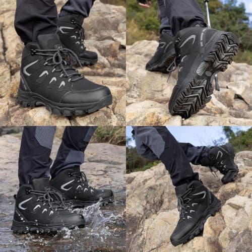 NIFOFISE Hiking Shoes for Men & Women, Mid Cut Walking Boots with Ankle Support, Outdoor Trekking Boots with Rugged Grip Sole, Casual Hiking Boots for Trail, Camping and Country Walks — view 2