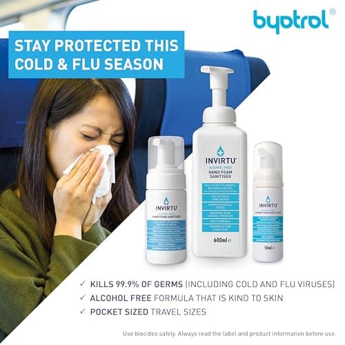 INVIRTU Alcohol Free Antibacterial Hand Sanitiser Foam (50ml) - Kills 99.9% Of Bacteria & Viruses - Great Hand Sanitiser For Travel & Festivals – Non- Scented Disinfectant - Kind To Skin (Pack of 2) — view 2