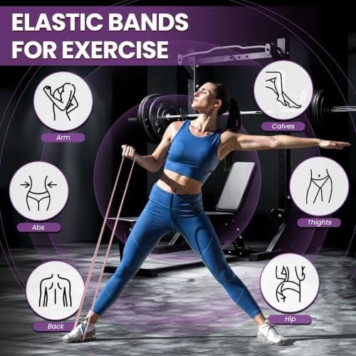 Resistance Bands Set, Exercise Band with Door Anchor for Men & Women,Purple — view 4