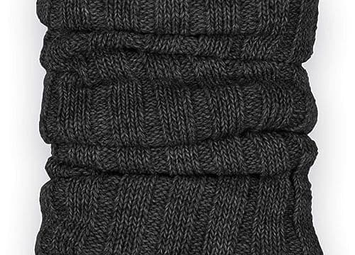 Ateena Wool Knit Long Leg Warmers for Women and Girls, Ankle Cuffs Heaters, Max Calves Circumference -15.5" (S/M) Length-23.6", Dark Graphite — view 2