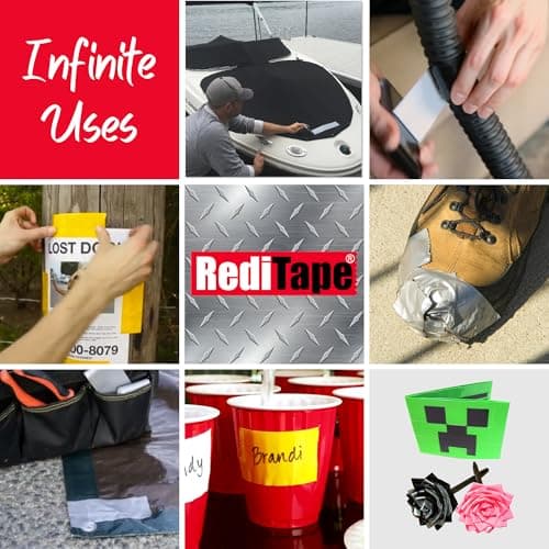 RediTape Travel Size Silver Duct Tape 2-Pack - Pocket Size Flat Thin Mini Roll - for Repairs Outdoors Emergency Crafts - 1.88 inch x 5 Yards per Pack — view 5