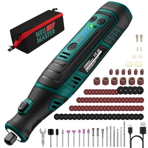 NEU MASTER 8V Cordless Rotary Multi Tool Kit, 5-Speed Mini Rotary Tool with 117 Accessories, Type-C, 30000RPM, Electric Rotary for DIY Crafts, Engraving, Sanding, Polishing & Pet Nail Grooming