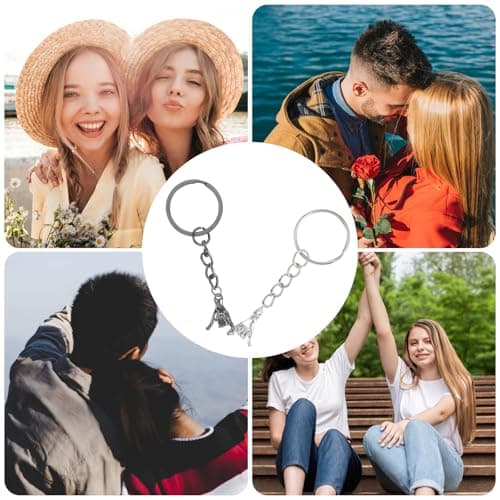 2Pcs Matching Couple Keyring for Boyfriend Girlfriend His Hers Wedding Best Friend Bestfriend Birthday Gift Pinky Promise Graduation Romantic I Love You Gift for Her Him Long Distance Relationship — view 2