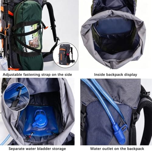 Lawaia 50L Hiking Backpack for Travelling Camping Large Rucksack for Men Women Waterproof Walking Trekking Sports and Outdoor Lightweight Backpack Survival Mountain Bag Festival Fishing — view 6