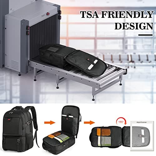 NEWHEY Laptop Backpack 17.3 Inch with Insulated Lunch Compartment and USB Port Waterproof Cooler Bag TSA Friendly Travel Picnic Backpack for Men Women Business Work School Black — view 5