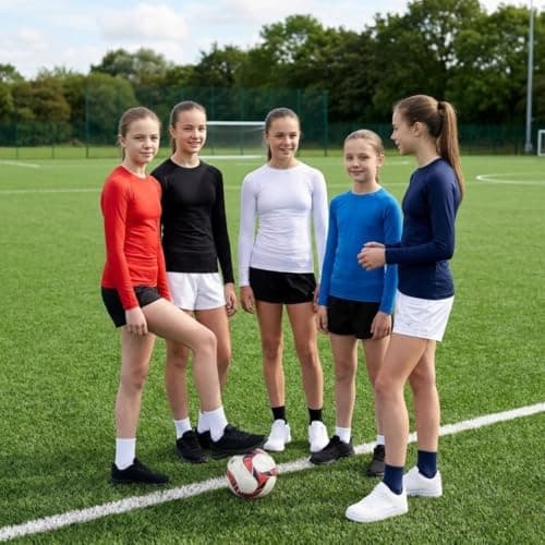 AA Sportswear Girls Long Sleeve Thermal Base Layer – Kids Compression Sports Top for School PE, Football, Running, MMA & Winter Outdoor Activities (UK, Age, 15 Years, 16 Years, Regular, Red) — view 2