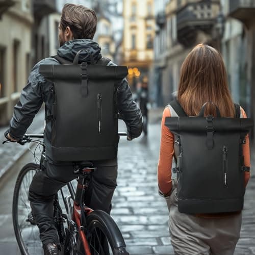 hk Roll Top Backpack Large 15.6 Inch Laptop Backpack with USB Port — view 2