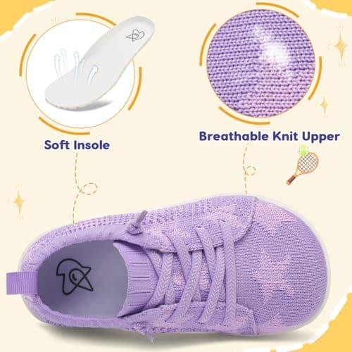 JOINFREE Girls Barefoot Walking Shoes Wide Fit Trainers Purple — view 5