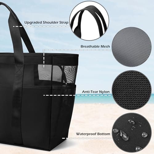 KALIDI Beach Bag for Women Foldable Mesh XXL Beach Bag for Family — view 6