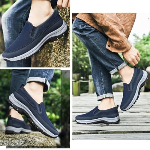 Breathable Orthopedic Travel Plimsolls, CNA Trop Shoes for Men, Orthowalkway Mens Shoes Lightweight Non Slip Comfortable Casual Walking Boat Shoes(Black,10 UK) — view 5