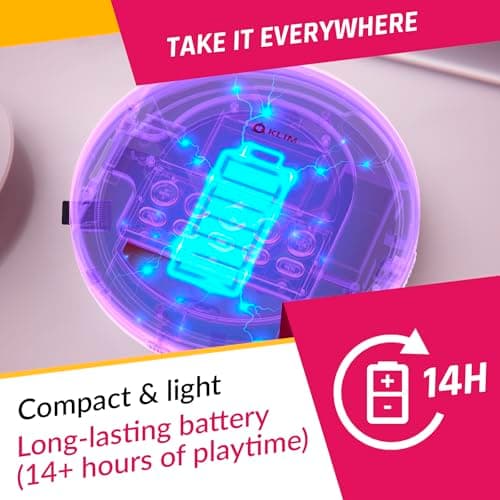KLIM Nomad - Portable CD Player with Long-Lasting Battery - with Headphones - Radio FM - Compatible MP3 CD Player Portable - TF Card Radio FM Bluetooth - Ideal for Cars - Pink — view 5