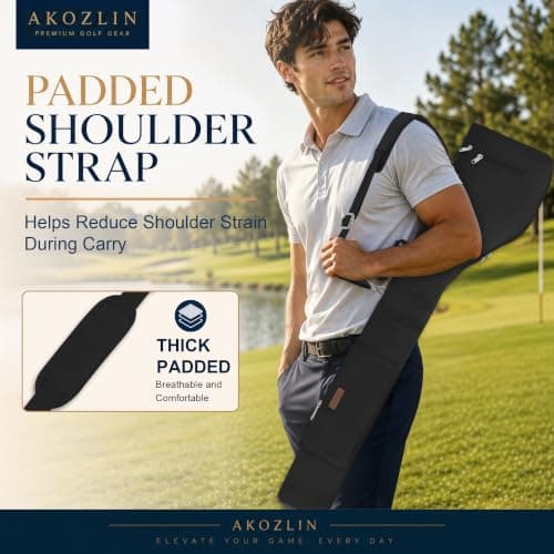 AKOZLIN Golf Carry Bag, 8-10 Club Soft Foldable Sunday Bag with Strap — view 3