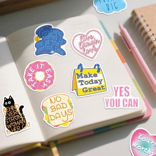 100 Pcs Motivational Stickers, Aesthetic Vinyl Decals with Inspirational Quotes for Laptop Scrapbook Suitcase Water Bottle Students Rewards — view 6