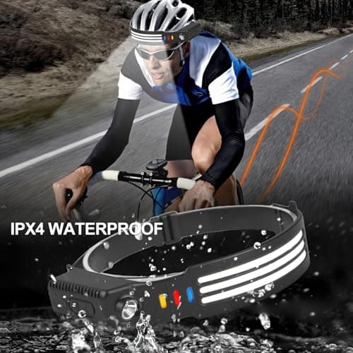 Northlet 12Pack LED Headlamp Rechargeable, 1200 High Lumen Head Lamp with Motion Sensor, 230°Wide Beam, 5 Light Modes, IPX6 Waterproof Head Light for Camping, Running, Hiking — view 6