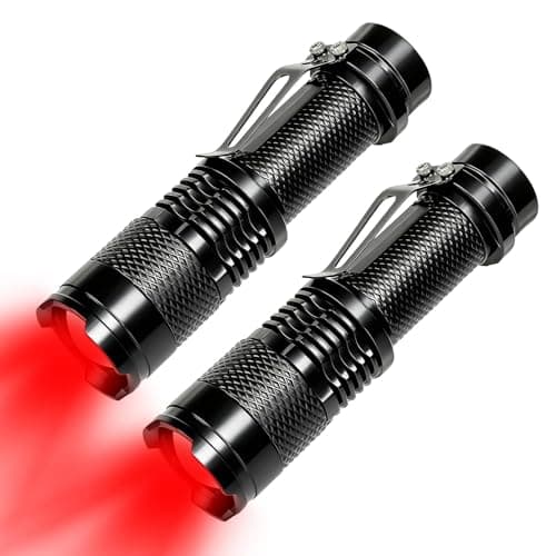 Vryth 2 Pack LED Red Light Torch Three Mode Flashlight Scalable Red Night
