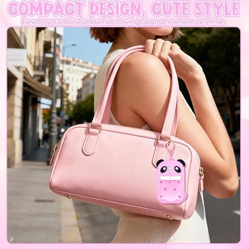 Silicone Case for Touchland Hand Sanitizer Spray with Keychain, Adorable Panda Hand Sanitizer Spray Cover for Power Mist & Glow Mist 1 FL Oz/30ML Bottle, Cute Pink Protector Sleeve for Travel — view 4
