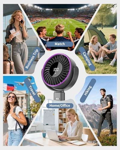 KinYiLO 6.5-Inch Ultra- Large Handheld Fan (30.8 cm Height, 16 cm Fan Blade, 500g / 1.1 lb), Larger Than Regular Hand Fan, Strong Airflow, 6000mAh Battery, 100 Speed Levels,– Travel, Outdoor, Grey — view 6
