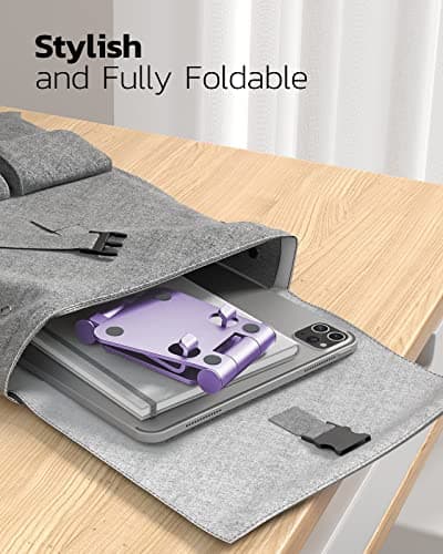 Nulaxy Adjustable Phone Stand for Desk, Foldable Mobile Phone Holder Dock Compatible with iPhone 16 15 14 13 12 11 Pro Max Xs Xr X 8, HUAWEI, Galaxy, All Smartphones - Purple — view 5