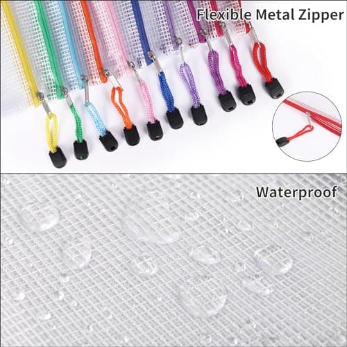 EOOUT 20pcs Mesh Zipper Pouch, Waterproof Zipper Bags, 8 Sizes Plastic Travel Pouch, 10 Colors, Multipurpose for Board Game, Travel Storage, School Supplies, Office Appliances, Home Organize — view 4