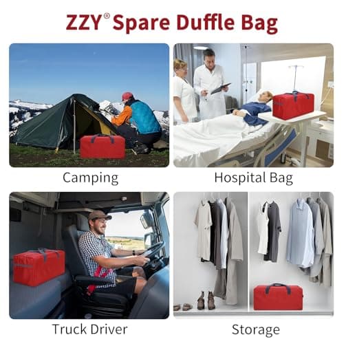 ZZY 35L Foldable Travel Duffle Bag, 22-Inch Packable Small Duffel Bag Lightweight Holdall for Camping, Storage, Travel-Red — view 6