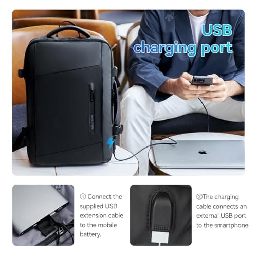 MARK RYDEN Expandable 26L-38L Travel Backpack Cabin Size with USB Charging — view 6