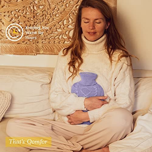 Hot Water Bottle - with Soft Premium Knitted Cover - Purple, 2L - Heating Pad for Menstrual Cramps and Period Comfort - Bed Foot Warmer - Hot & Cold Compress for Back, Stomach, Neck Pain Relief — view 5