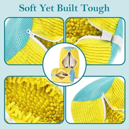 NARGY Shoe Wash Bag for Washing Machine – Reusable Zipper Shoe Bag for Washing Machine – Yellow Wash Pouch for Trainers & Sport Shoes — view 4