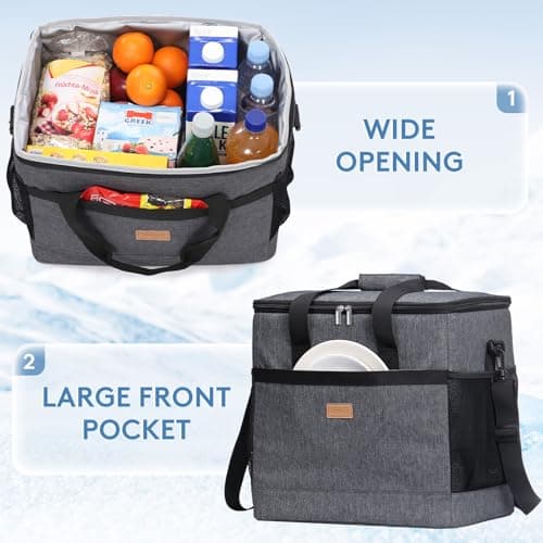 Lifewit Cooler Bag 50 Cans Collapsible and Insulated Large Lunch Bag Leakproof Soft Cooler Portable for Camping/BBQ/Family Outdoor Activities, Dark Grey — view 5