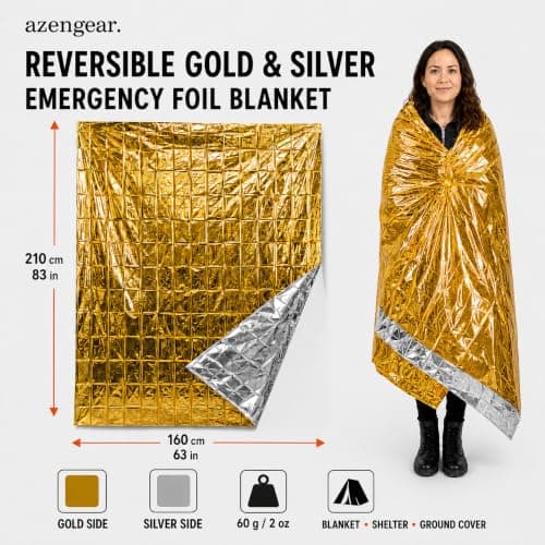 Emergency Rescue Foil Blankets (10 Pack), Thermal Mylar, Waterproof — view 2
