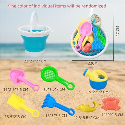 sanvpwsan 8 PCS Beach Toy, Sand Pit Toys with Collapsible Foldable Scrunch Bucket and Spade Beach Set for Kids Toddlers Boys Girls pool & beach toys — view 2