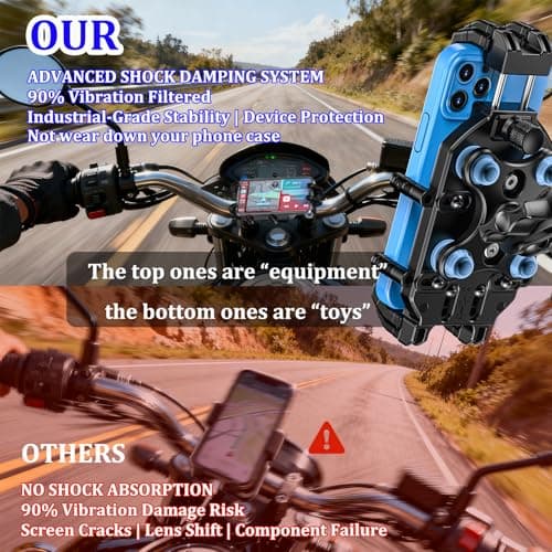 LOKTENWO Adjustable Motorcycle Phone Mount with Triple Vibration Dampener — view 2