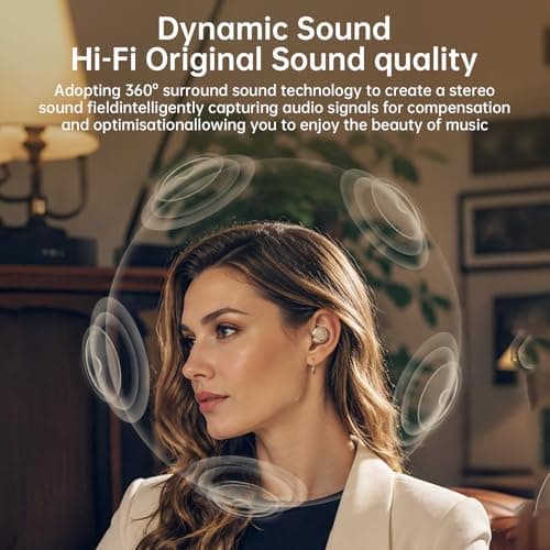 biaze Wireless Sleep Earphones,Side Sleep Earphones with Noise Reduction Function in Ear with Bluetooth 5.4,LED Display 3g Mini Earbuds,30H Long Battery Life Compatible with Apple and Android,Beige — view 5