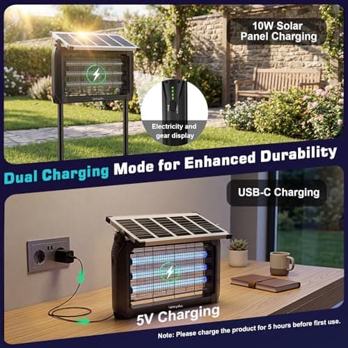Solar Fly Zapper Outdoor,10W Solar Panel & USB-C Rechargeable Bug Zapper — view 2