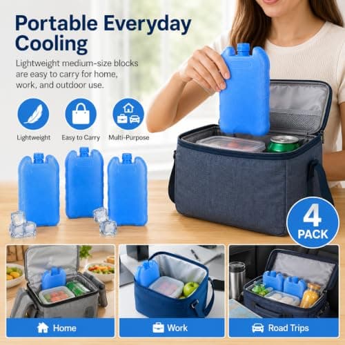 FOMIYES 4Pcs Ice Packs for Air Cooler，Reusable Ice Crystal Box（Blue） — view 4