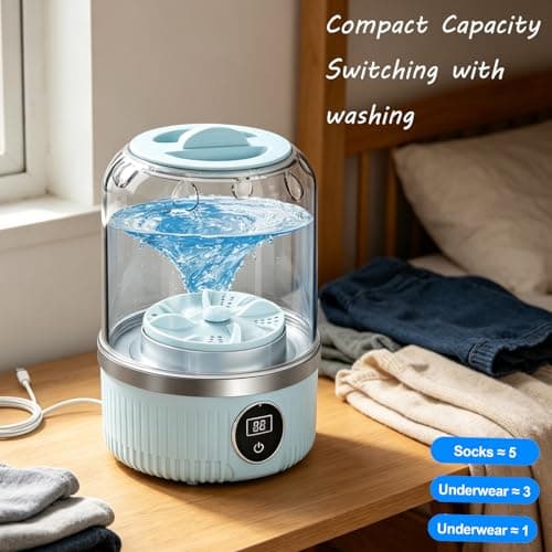 Underwear Washing Machine, Upgrade 1L Mini Portable Washing Machine, 3 Cleaning Modes,Rechargeable Underwear Washer Deep Cleans Small Clothes for Apartment, Dorm, RV, Travel & Hotel Use — view 2